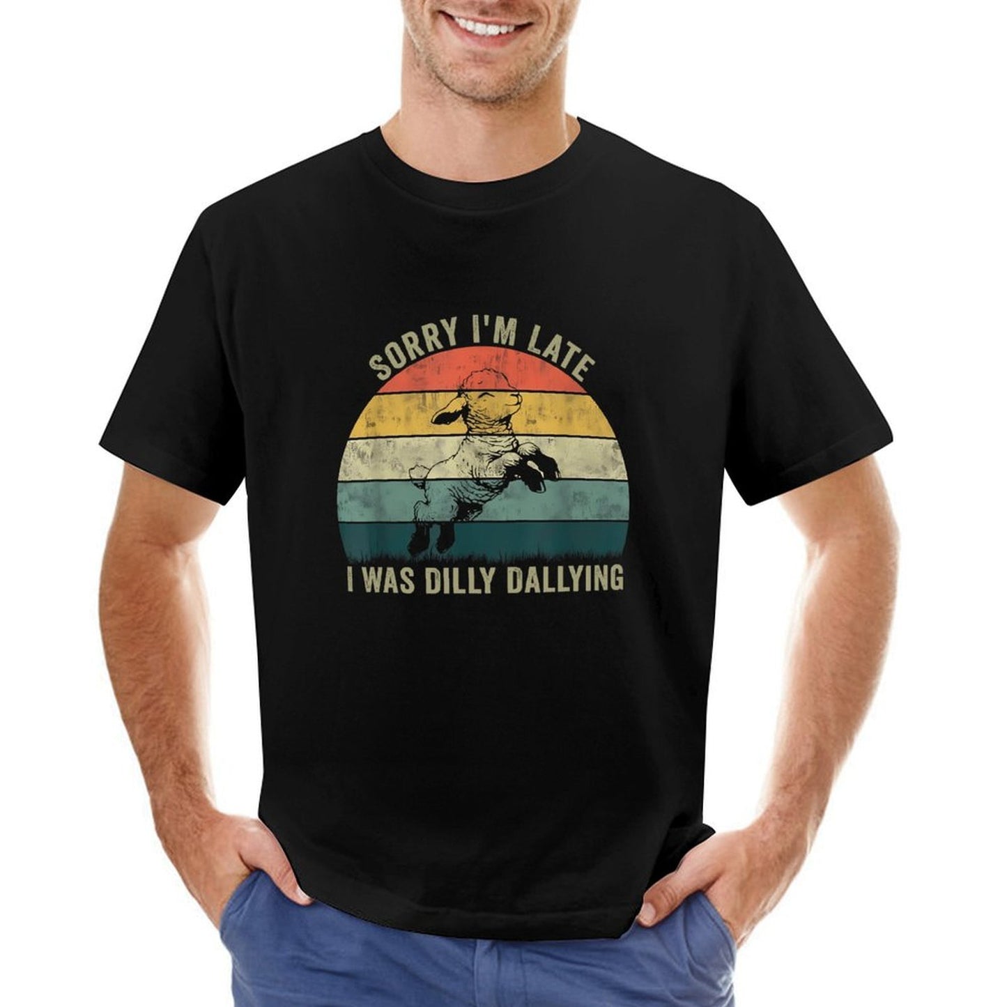 Inkmay Casual Cotton T-shirt Colorful Abstract Design With Layered Texture Unisex T-shirtSeries Heat-Transfer T-Shirt