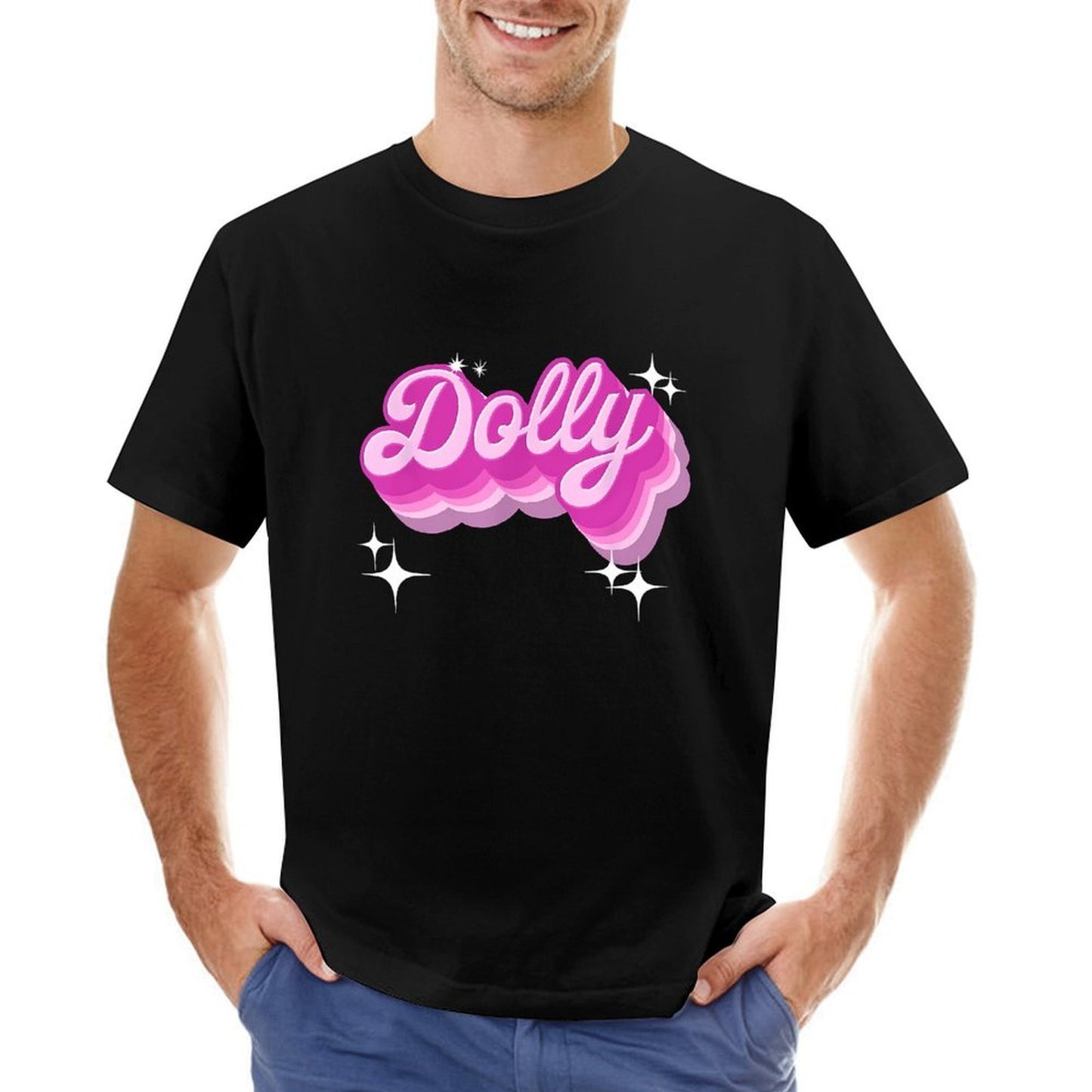 Inkmay Casual Cotton T-shirt Dolly Pink Script With Shadow Effects Unisex T-shirtEverydayComfort TrueComfort T-Shirt