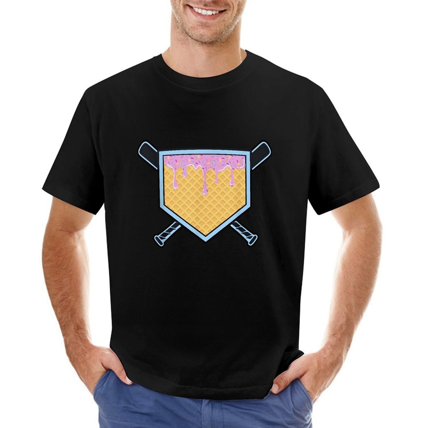 Inkmay Casual Cotton T-shirt Ice Cream Dripping On Waffle Unisex T-shirtOversized Premium T-Shirt