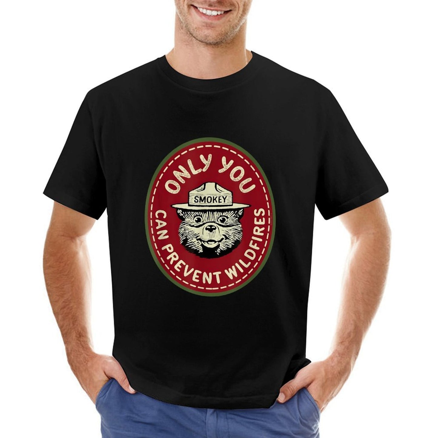 Inkmay Casual Cotton T-shirt Only You Can Prevent Wildfires Smokey Unisex T-shirtMidweight SoftTouch T-Shirt