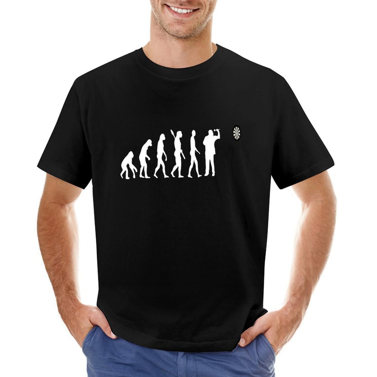 Inkmay Casual Cotton T-shirt Evolution Progression To Dart Throwing Unisex T-shirtClassic Made-to-Order T-Shirt