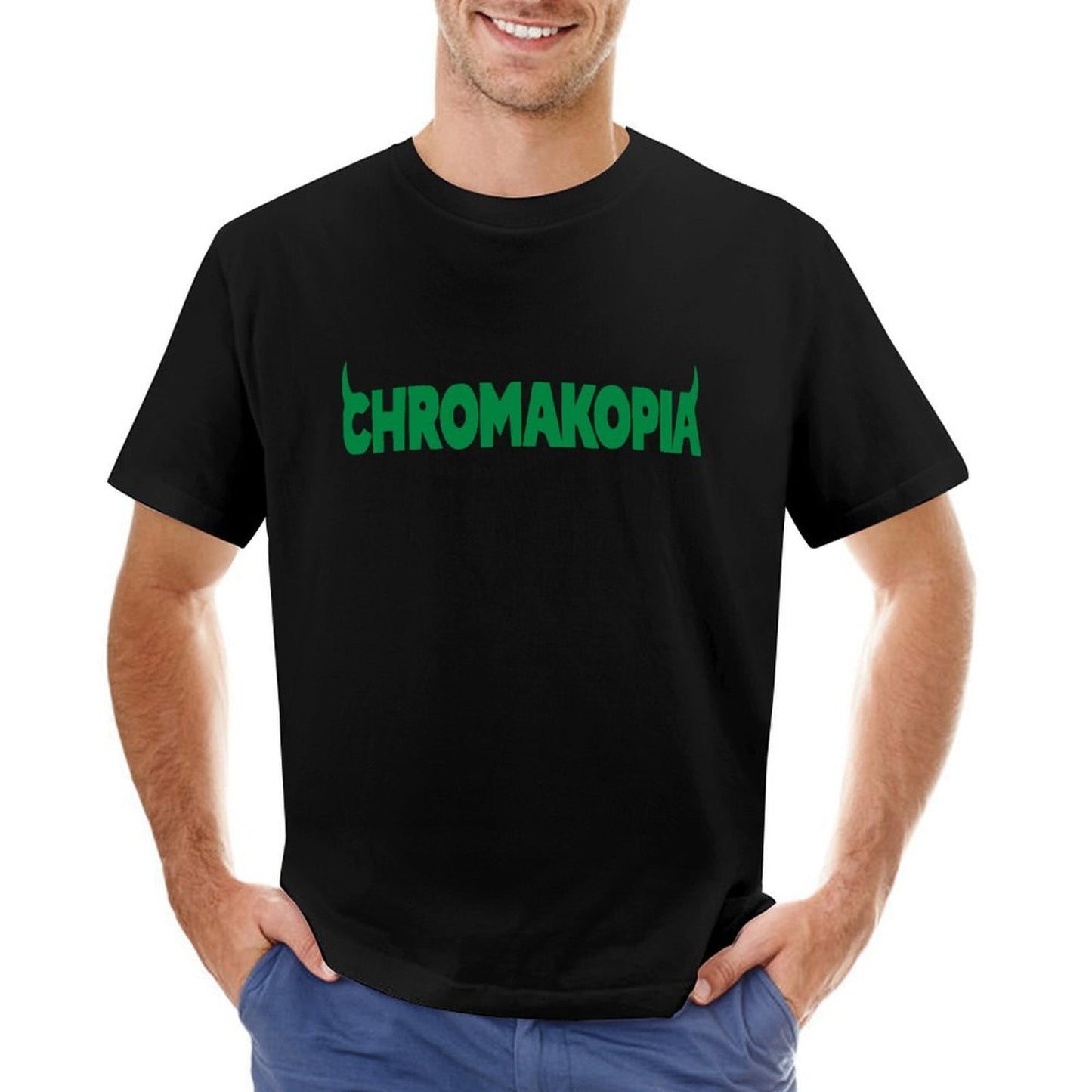 Inkmay Casual Cotton T-shirt Solid Green Background No Pattern Prints Unisex T-shirt