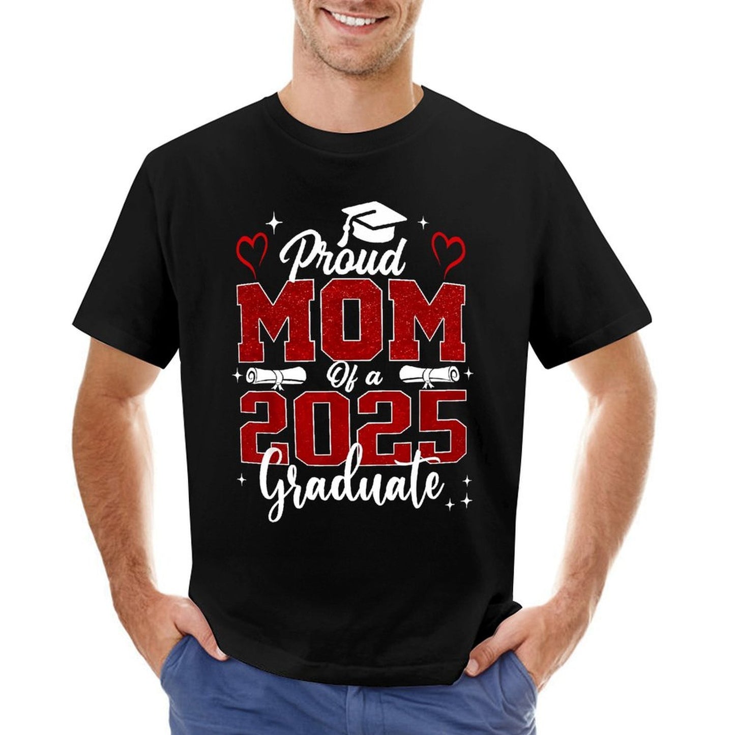 Inkmay Casual Cotton T-shirt Bold Red Text Mom Two Thousand Unisex T-shirtLogo-Ready Slim Fit T-Shirt
