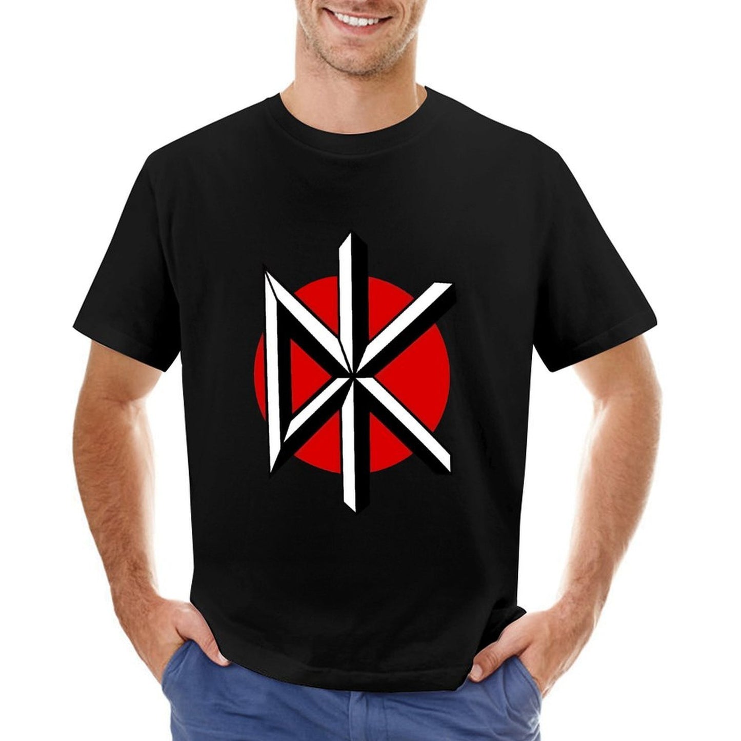 Inkmay Casual Cotton T-shirt Red And White Cross Pattern Design Unisex T-shirtLifestyle On-Demand T-Shirt