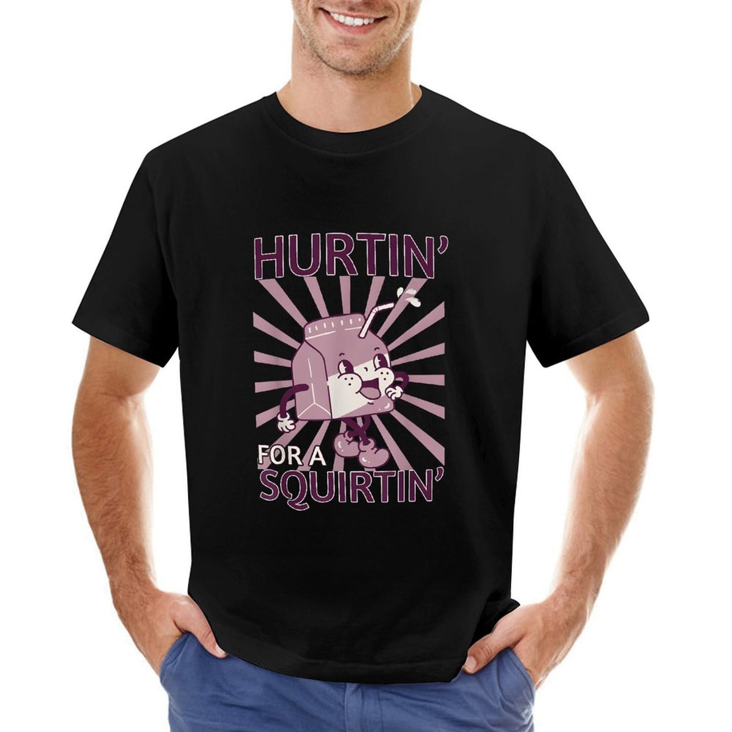 Inkmay Casual Cotton T-shirt Cartoon Squirt Bottle With Happy Face Unisex T-shirtSharp Regular T-Shirt