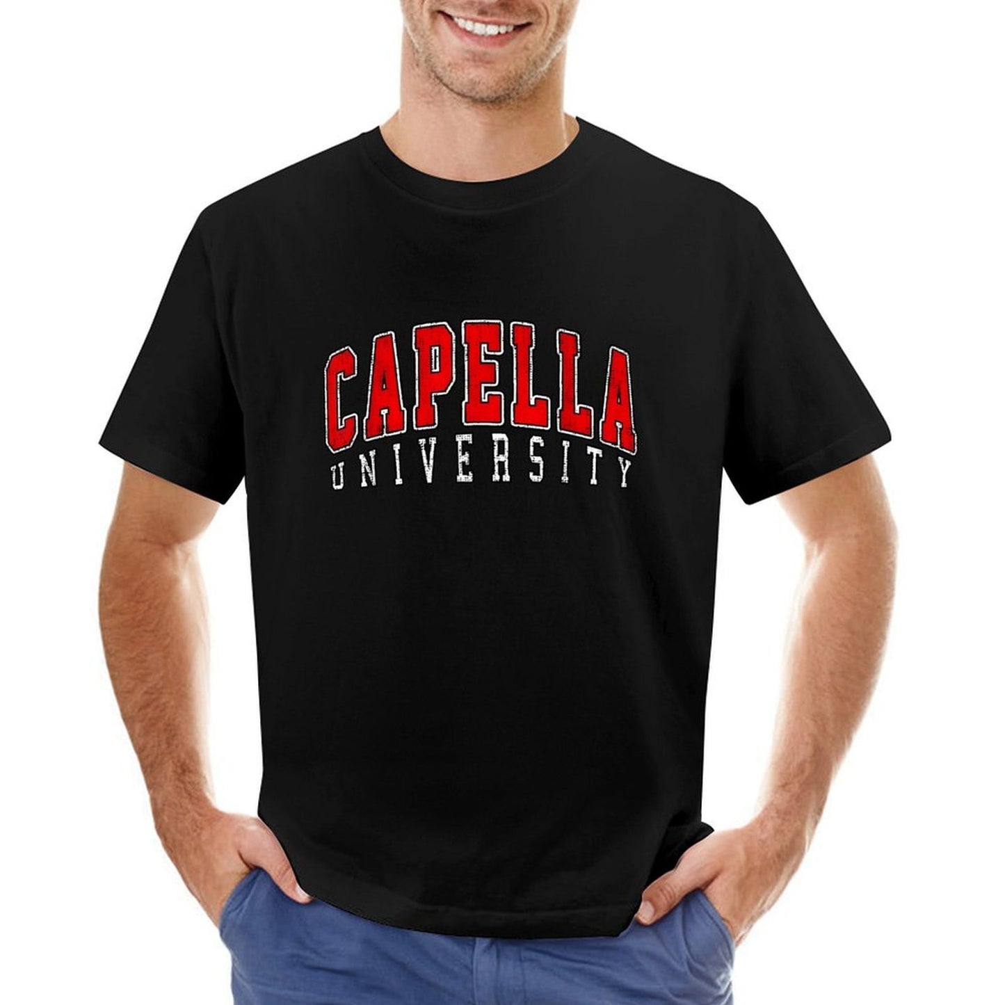 Inkmay Casual Cotton T-shirt Capella University Textured Background Design Artwork Unisex T-shirtSharp Outdoor T-Shirt