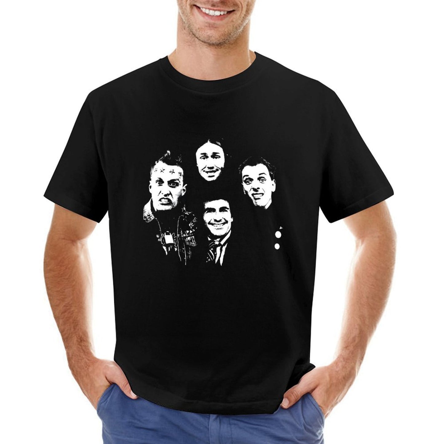 Inkmay Casual Cotton T-shirt Four Faces With Different Expressions Unisex T-shirtUltra Durable Refined T-Shirt