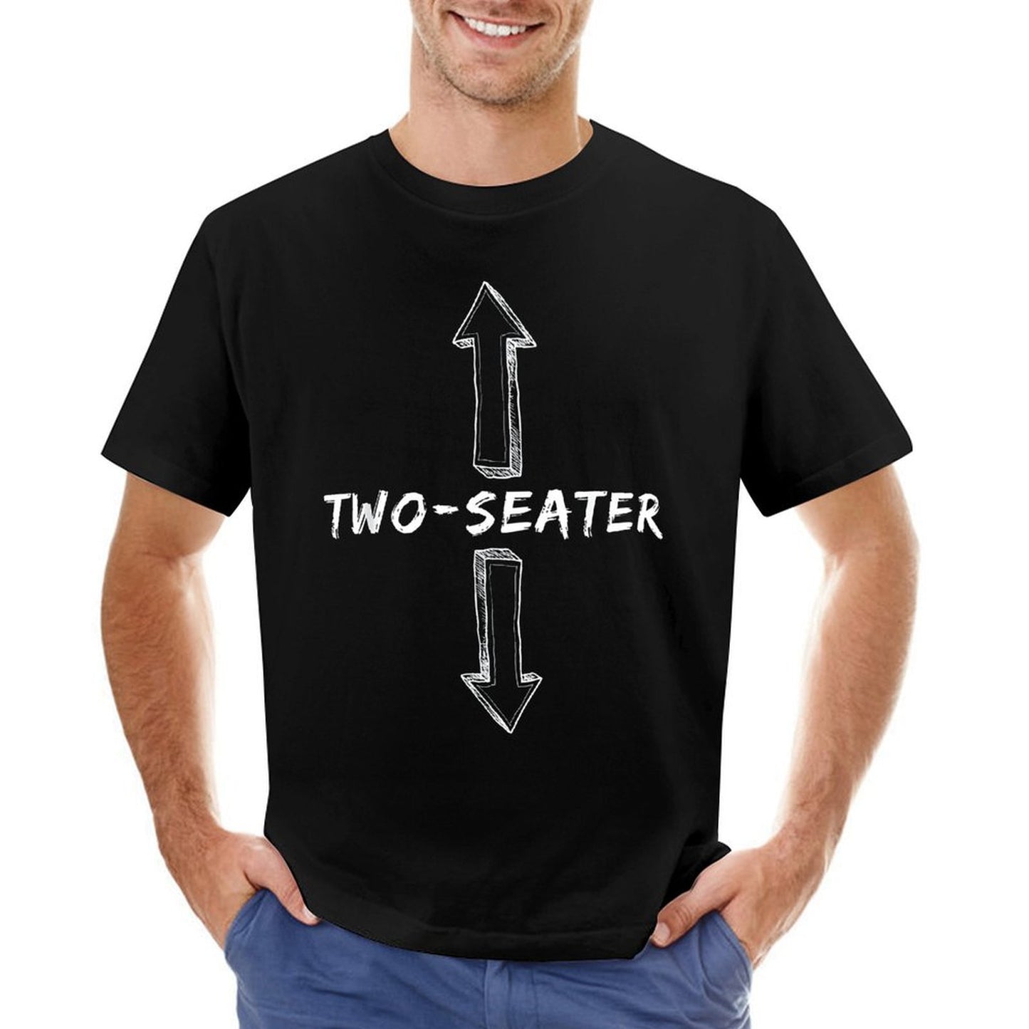 Inkmay Casual Cotton T-shirt Two Seater Arrows On Gray Background Unisex T-shirtClassicStyle Printed T-Shirt