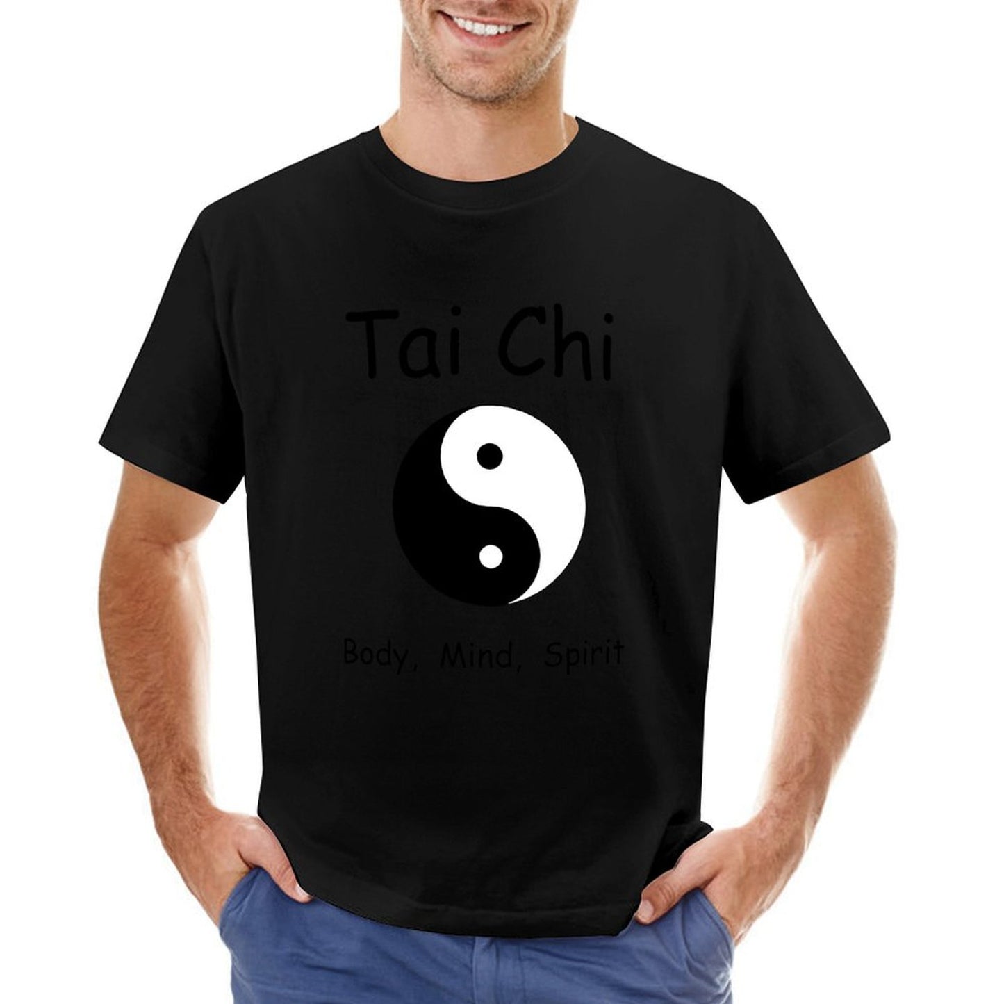 Inkmay Casual Cotton T-shirt Yin And Yang Symbol Black White Unisex T-shirtOutdoor SimpleFit T-Shirt