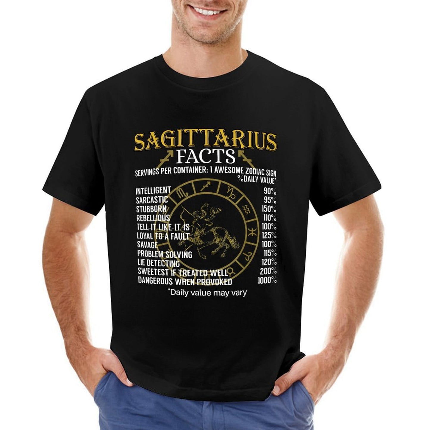 Inkmay Casual Cotton T-shirt Sagittarius Facts Zodiac Sign Traits Listed Unisex T-shirtMen¡¯s / Women¡¯s / Youth Natural T-Shirt
