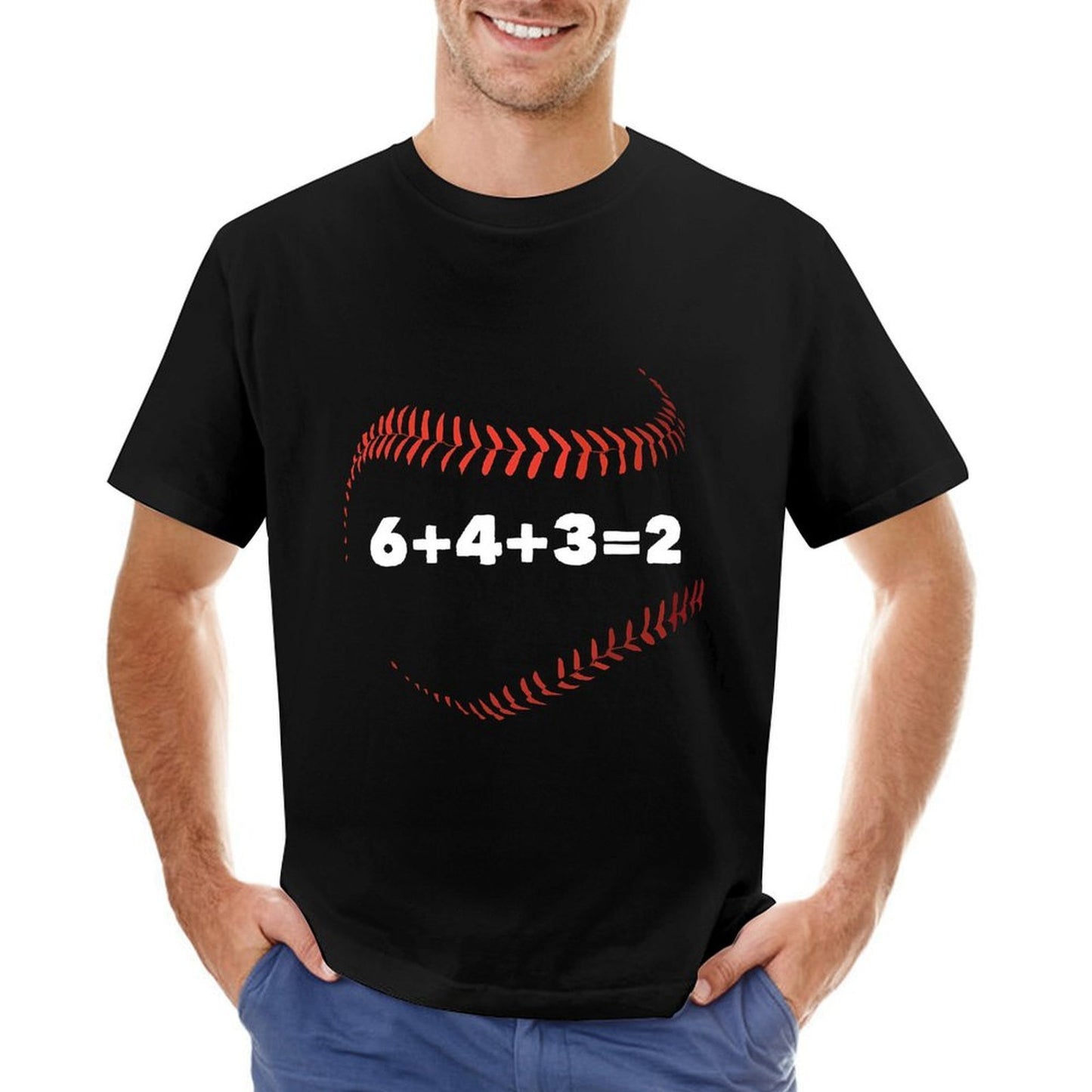 Inkmay Casual Cotton T-shirt Baseball Stitch Pattern Print Art Design Unisex T-shirtEverydayWear SoftWear T-Shirt