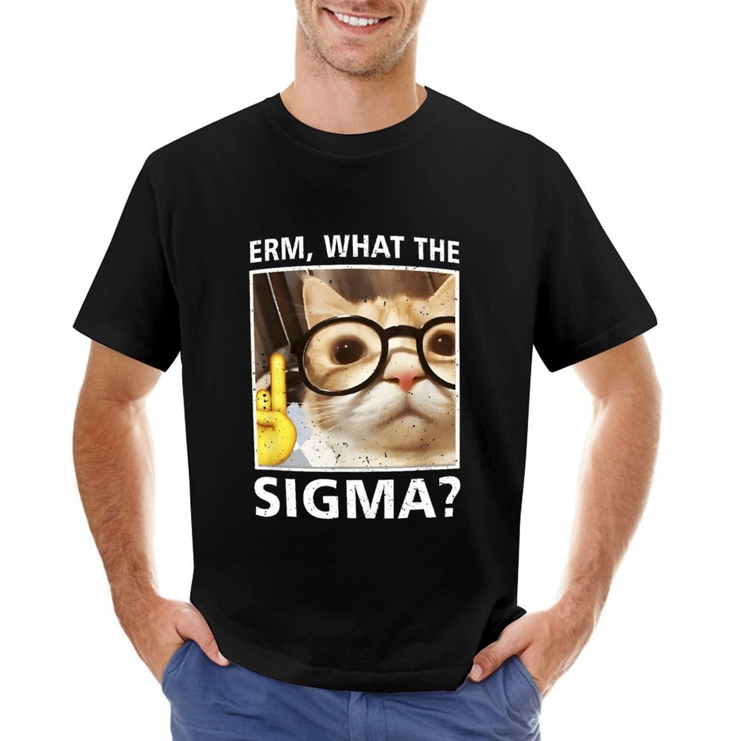 Inkmay Casual Cotton T-shirt Cat With Glasses And Confused Expression Unisex T-shirtRelaxFit CoreLine T-Shirt