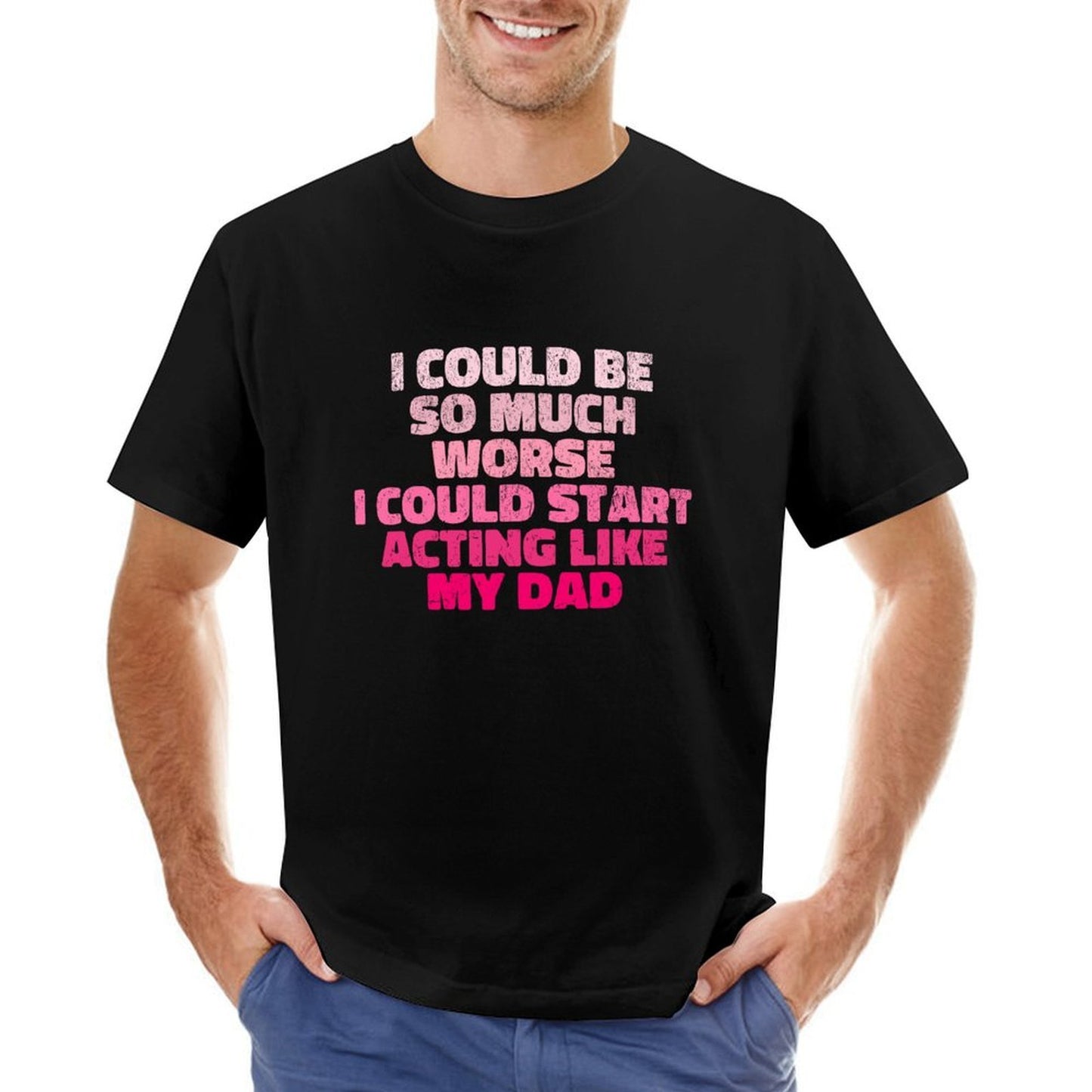 Inkmay Casual Cotton T-shirt Abstract Pink Layers Form Unique Design Unisex T-shirtLooseFit Performance T-Shirt