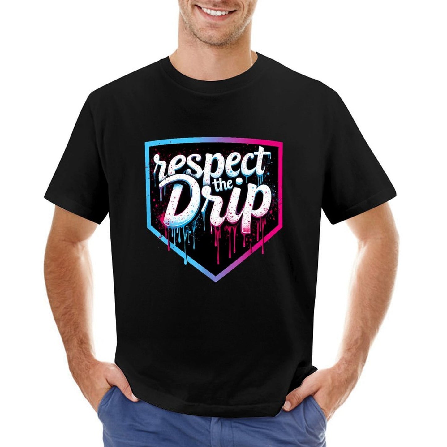 Inkmay Casual Cotton T-shirt Respect The Drip Artistic Design Prints Unisex T-shirtCoreLine EverydayWear T-Shirt