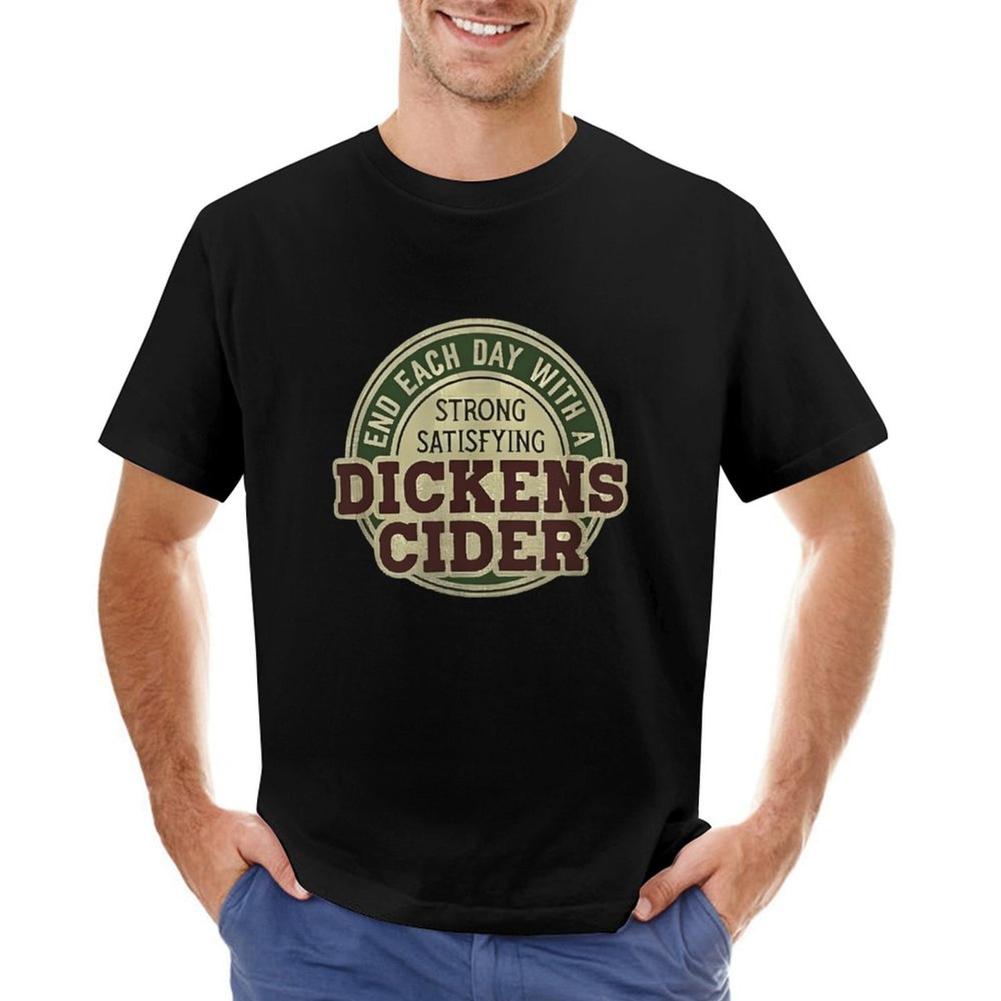 Inkmay Casual Cotton T-shirt End Each Day With Dickens Cider Unisex T-shirtHigh-Quality ClassicLine T-Shirt
