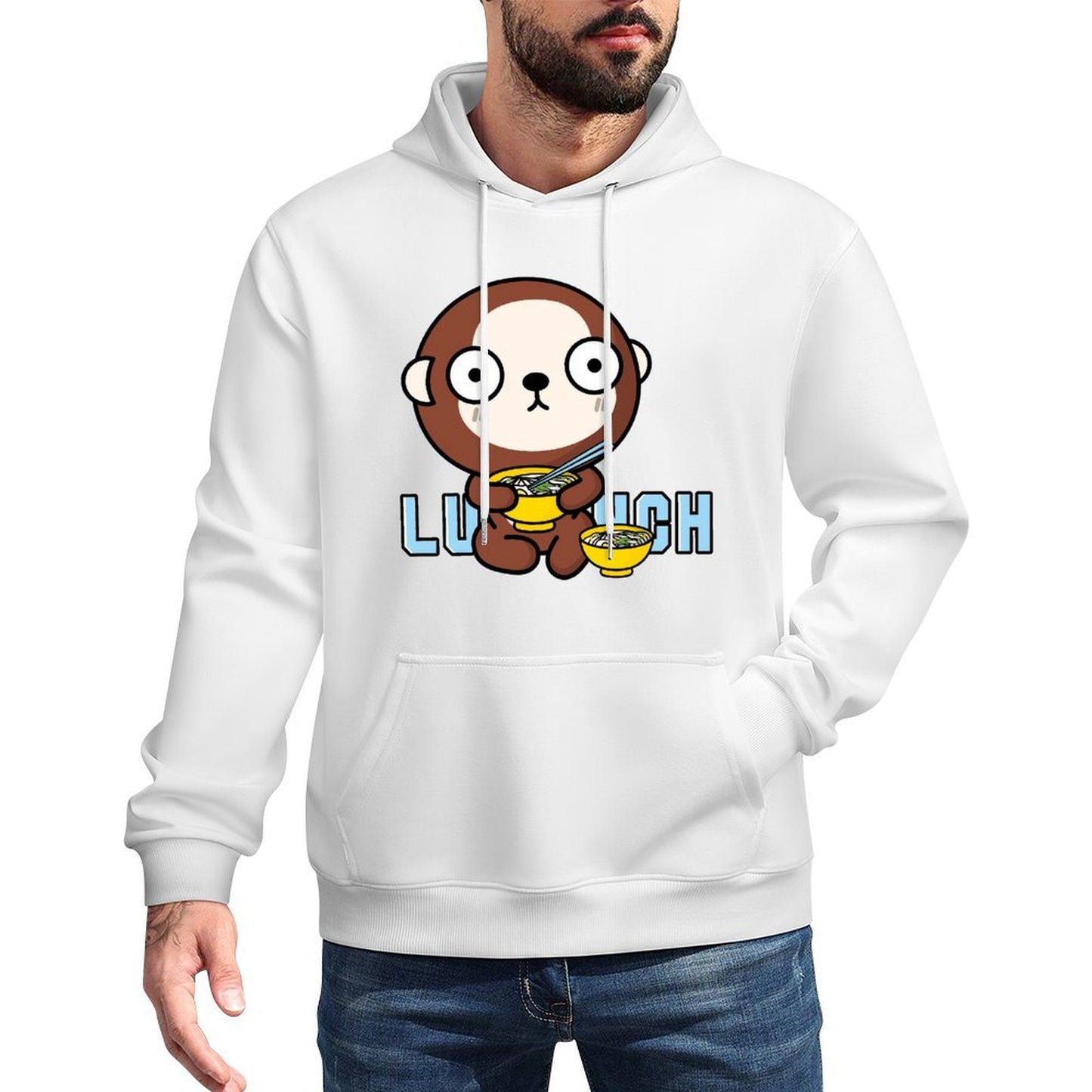 Neutral Double-Stitched Front Graphic Hoodies