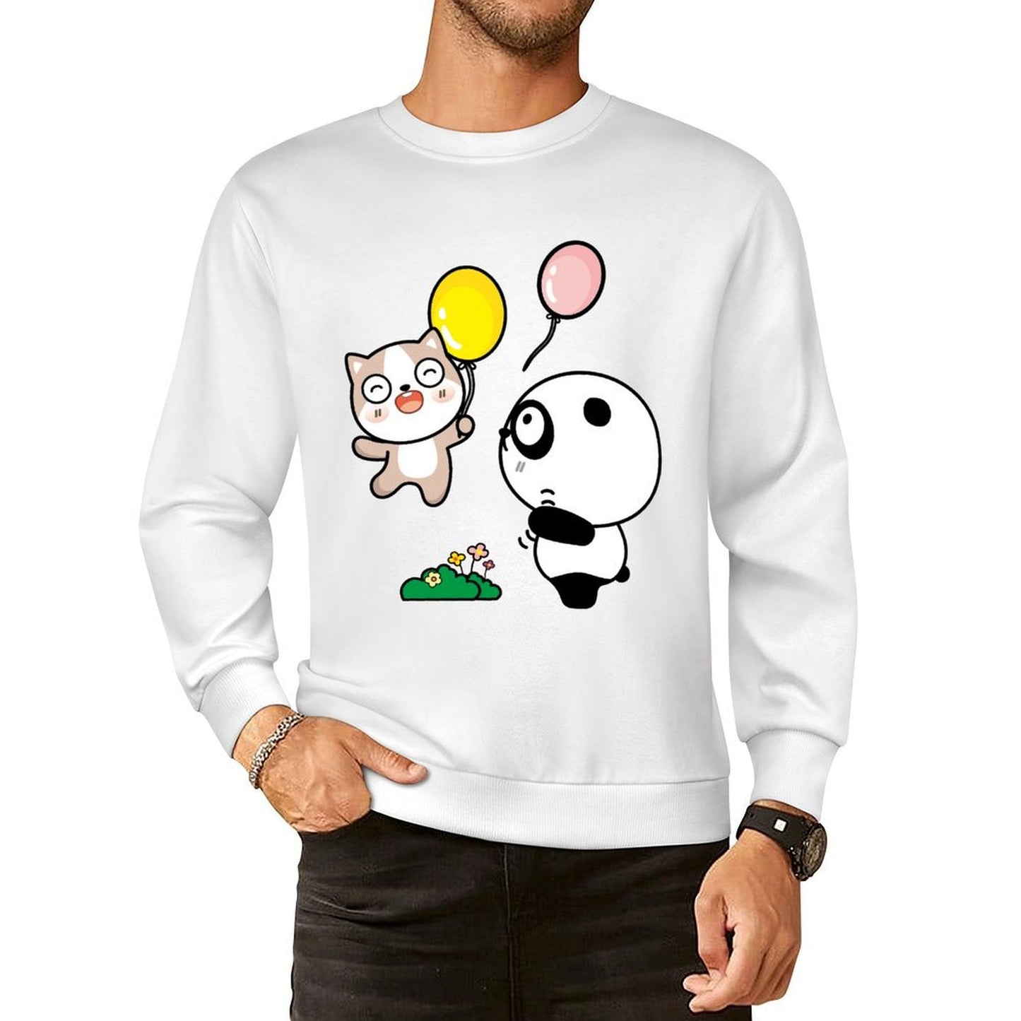 Front Patterned Long Sleeve TopStudio Classic Fit