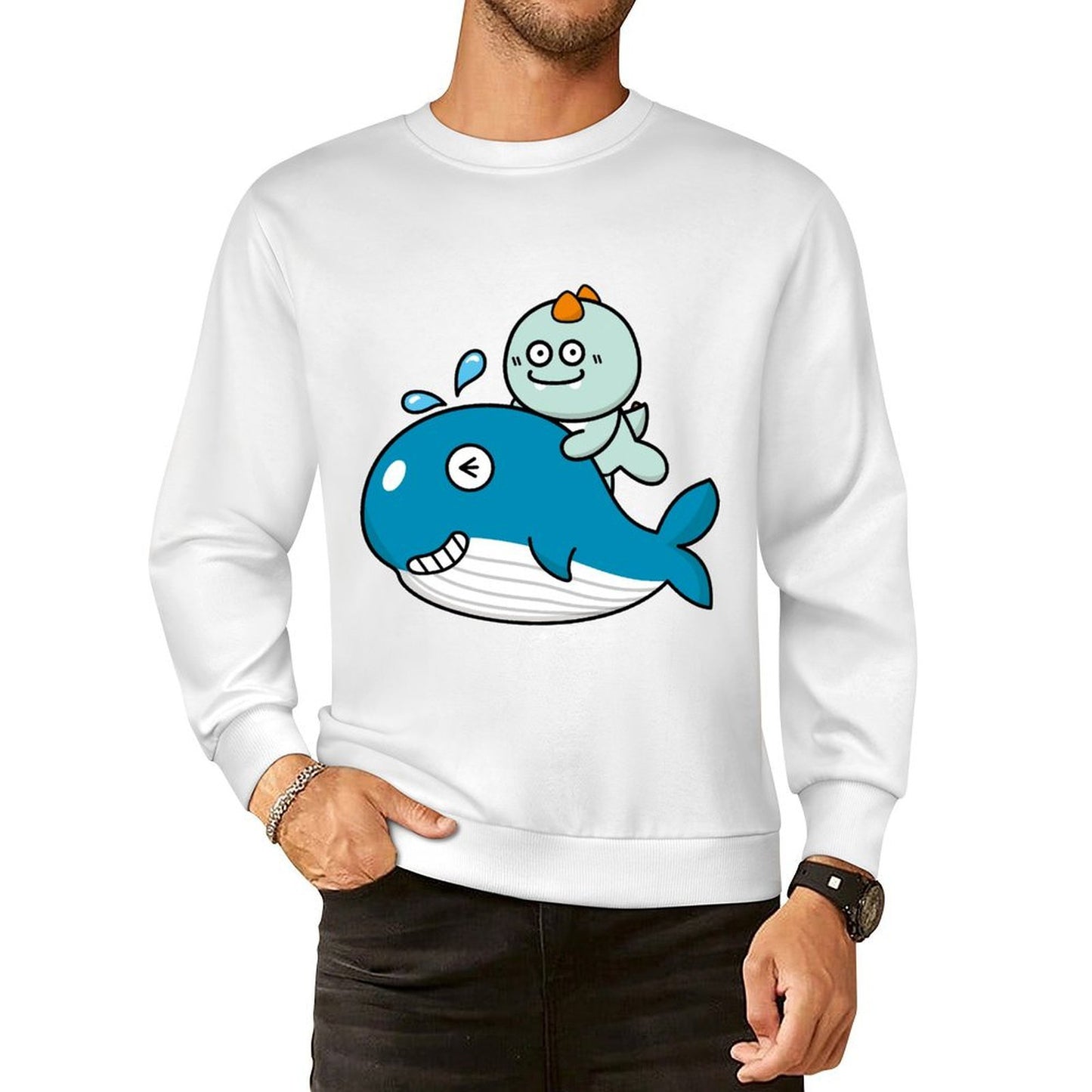 Front Patterned Long Sleeve TopShrink-Resistant EverydayTee