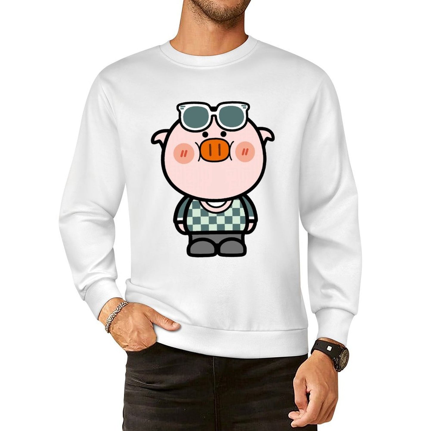 Front Patterned Long Sleeve TopPocket Tee Classic Fit