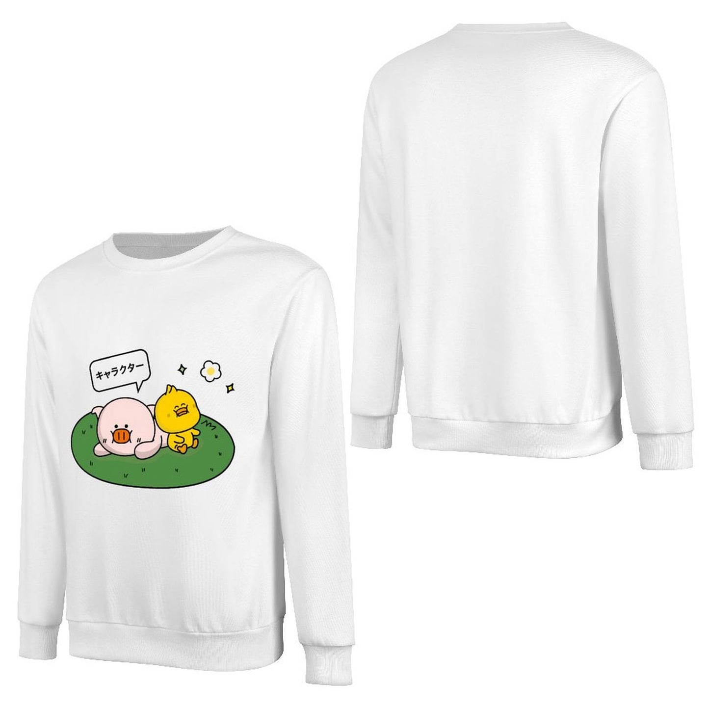 Front Patterned Long Sleeve TopCrewneck Smooth Feel