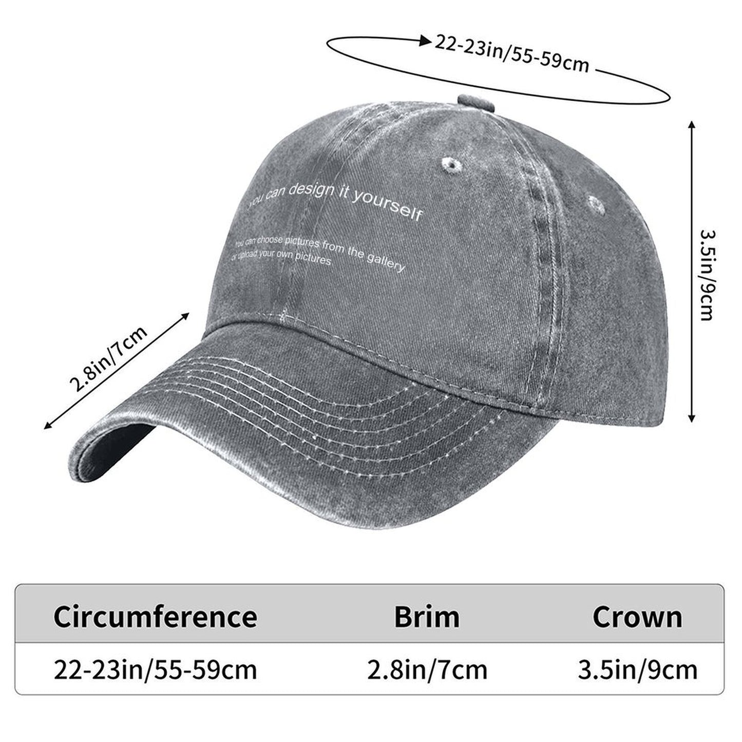 Washed Denim Hat Support personalized design