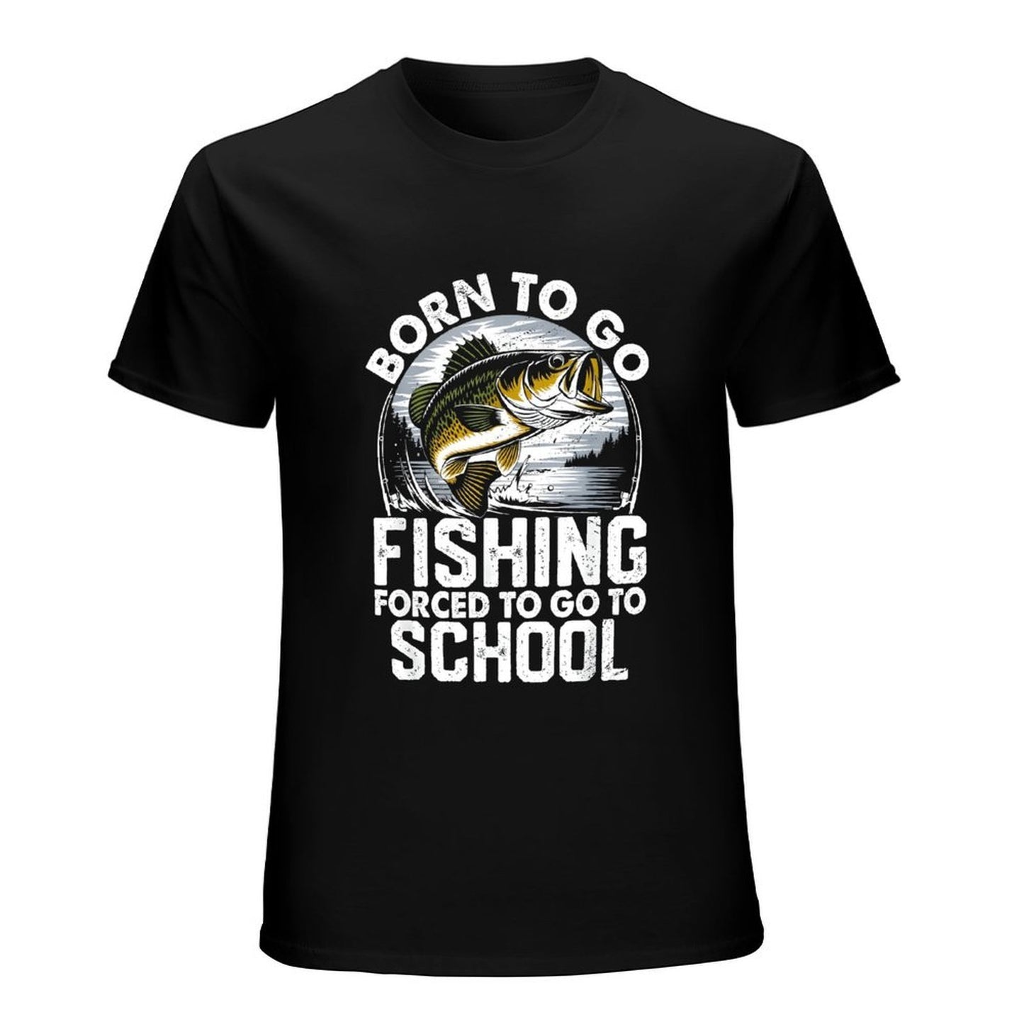 Inkmay Casual Cotton T-shirt Born To Go Fishing Forced Unisex T-shirtComfortLine Softstyle T-Shirt