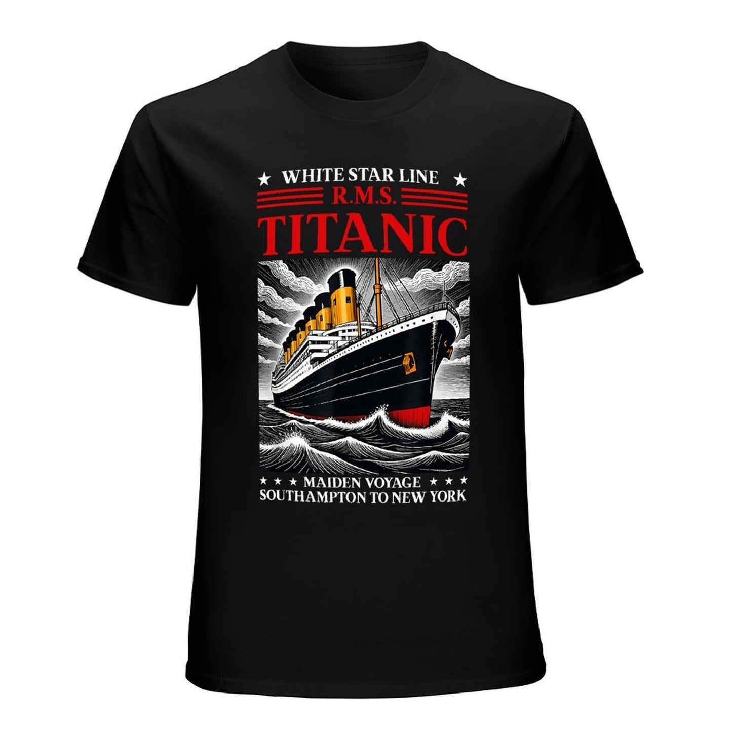 Inkmay Casual Cotton T-shirt Titanic Ocean Liner Art Print Unisex T-shirtRetro SimpleFit T-Shirt