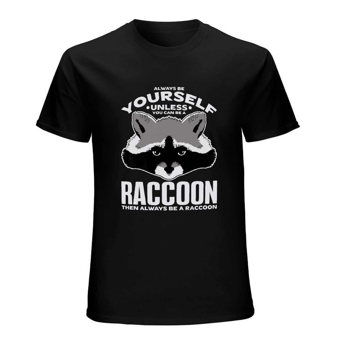 Inkmay Casual Cotton T-shirt Raccoon Face With Text Overlay Unisex T-shirt