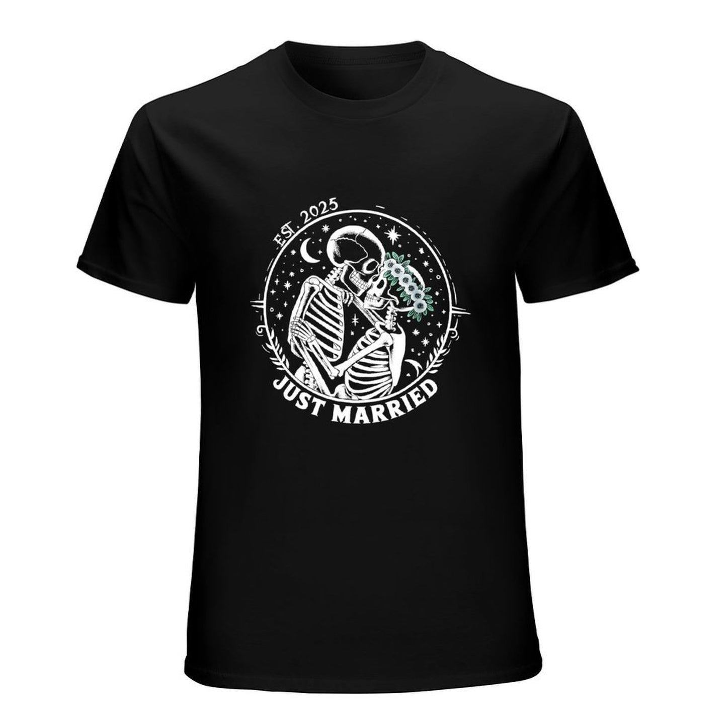 Inkmay Casual Cotton T-shirt Floral Design With White Flowers Green Unisex T-shirtPerformance PureStyle T-Shirt