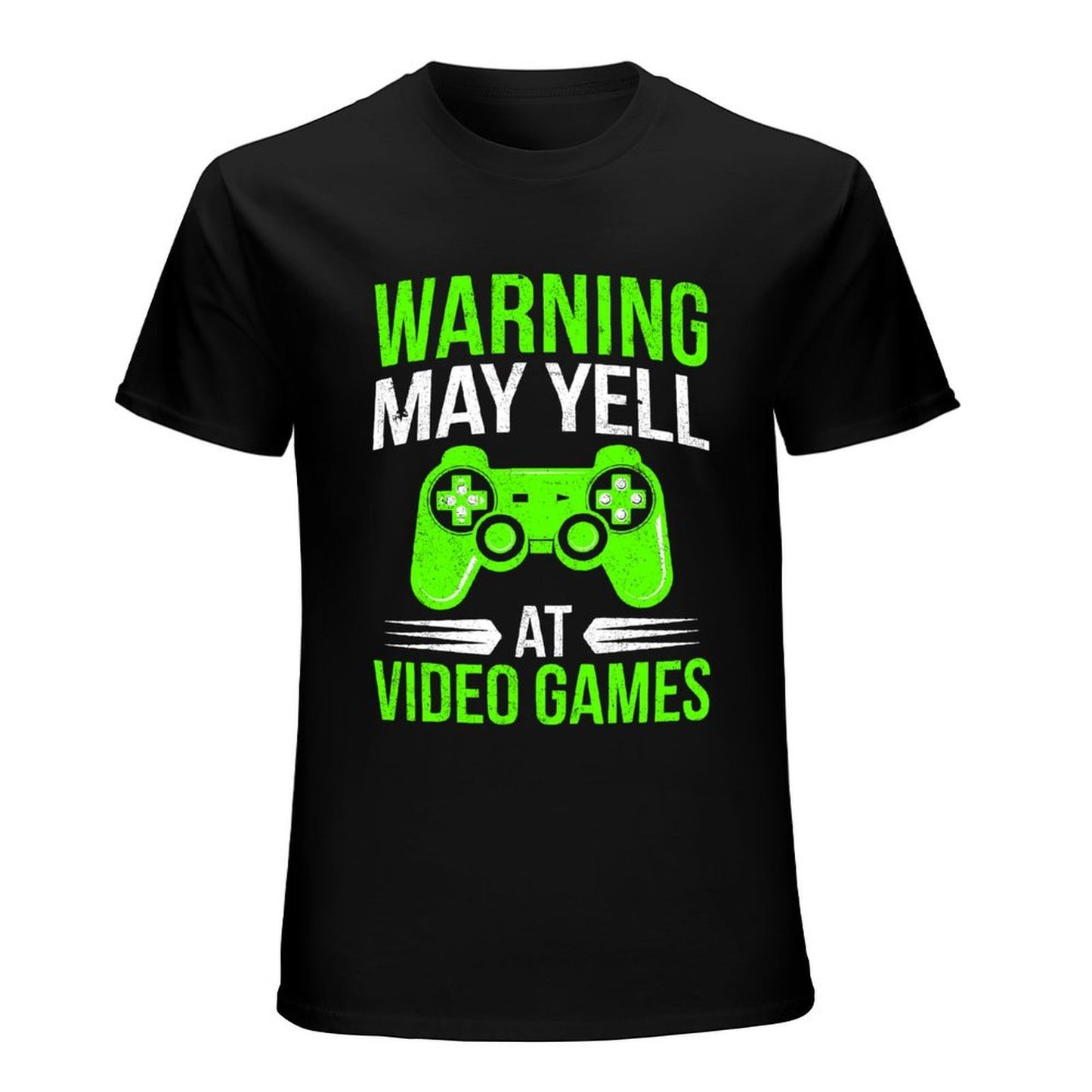 Inkmay Casual Cotton T-shirt Green Game Controller On White Background Unisex T-shirt