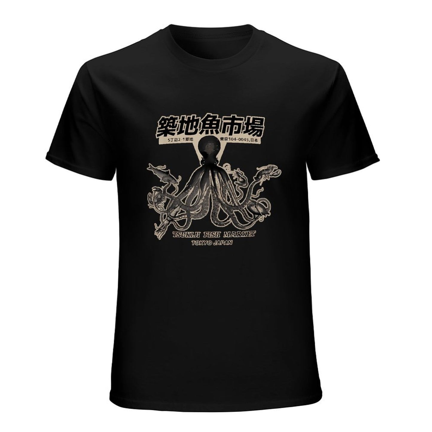 Inkmay Casual Cotton T-shirt Octopus Design On Fish Market Unisex T-shirtSoftstyle Premium T-Shirt