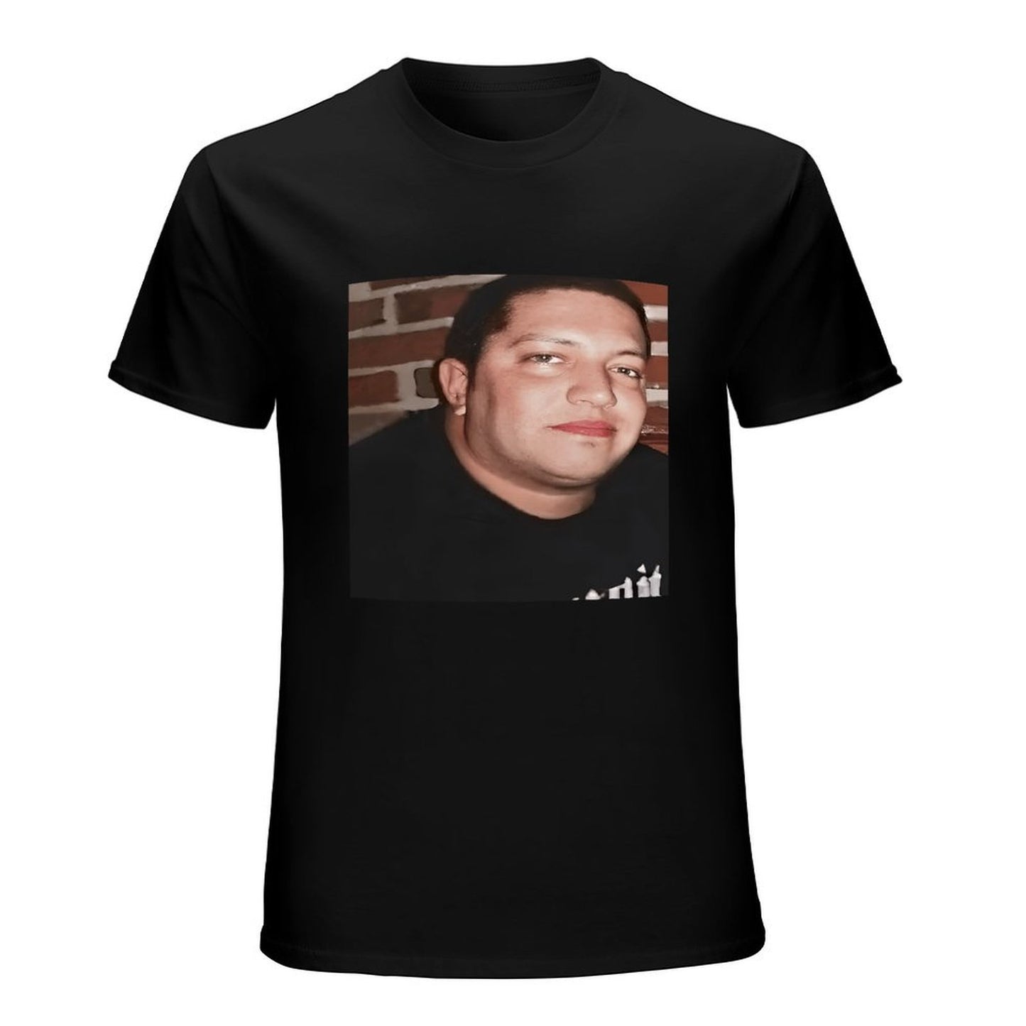 Inkmay Casual Cotton T-shirt Man Wears Black Shirt Against Brick Unisex T-shirtFresh On-Demand T-Shirt