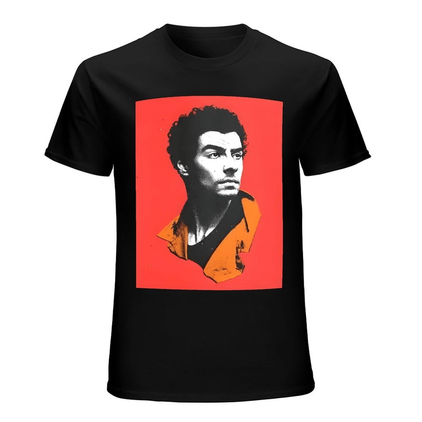 Inkmay Casual Cotton T-shirt Bold Red Background With Black Portrait Unisex T-shirtYearRound EverydayComfort T-Shirt