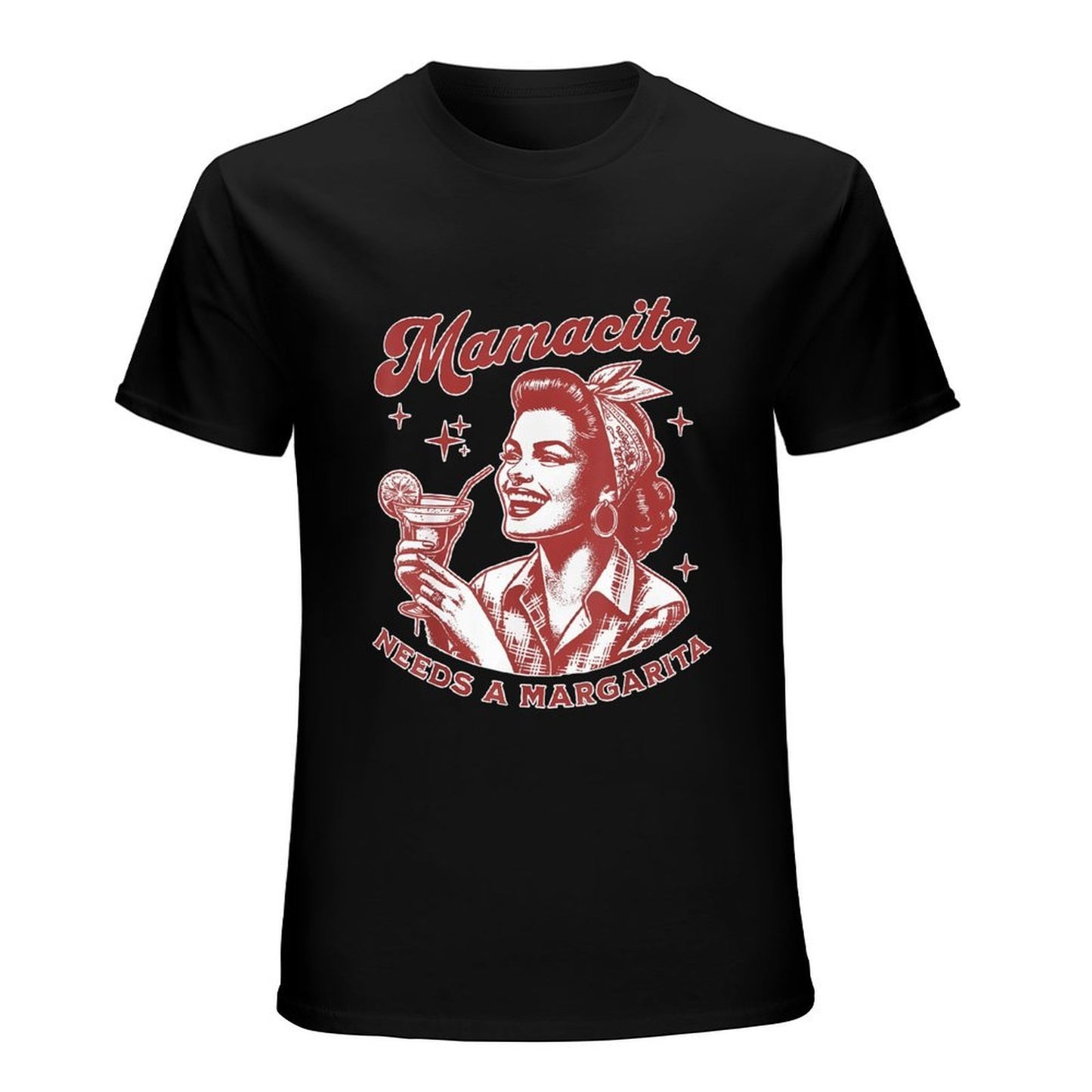 Inkmay Casual Cotton T-shirt Retro Woman Holding Cocktail Glass Artwork Unisex T-shirtBasicSeries Heritage T-Shirt
