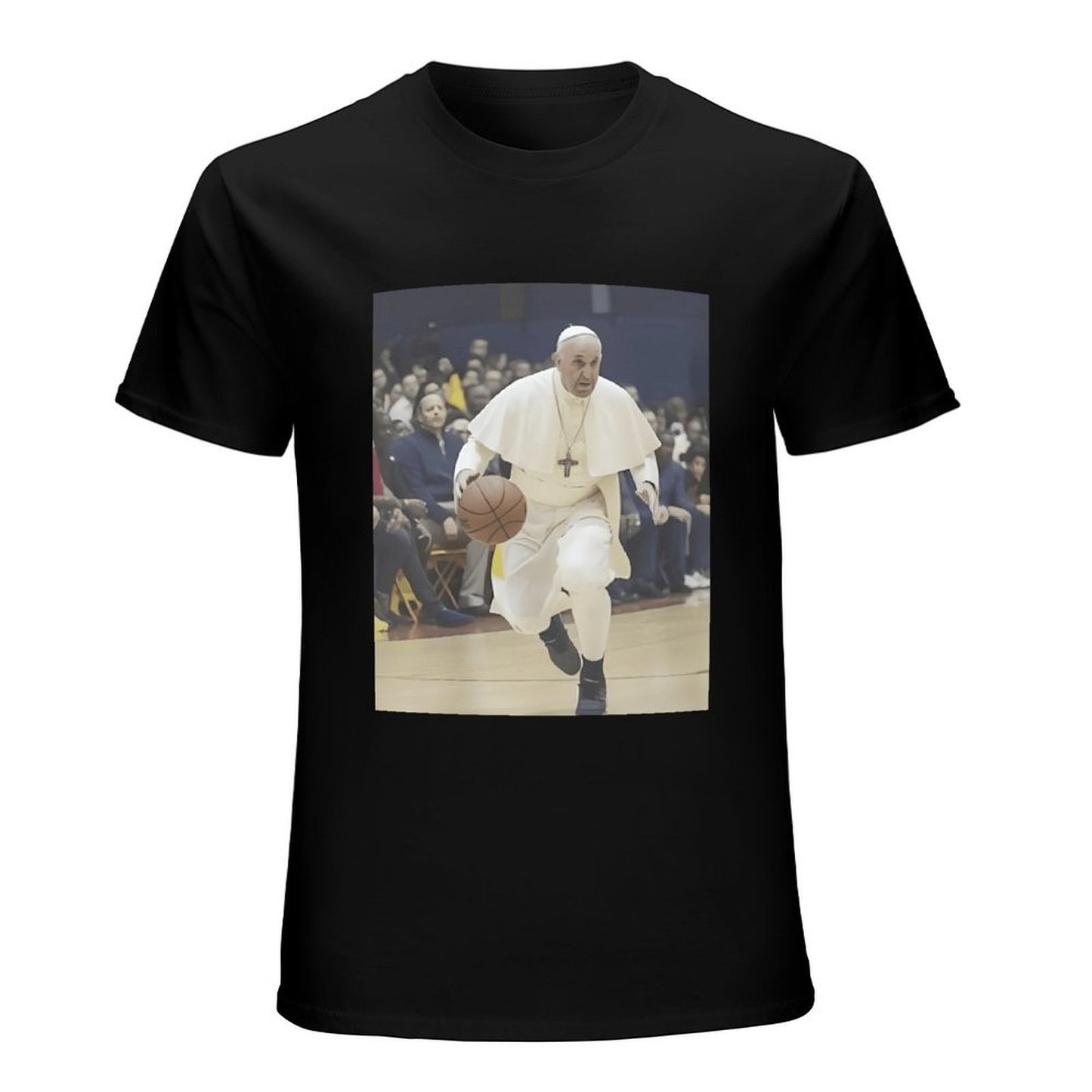 Inkmay Casual Cotton T-shirt Pope Playing Basketball In White Robes Unisex T-shirt