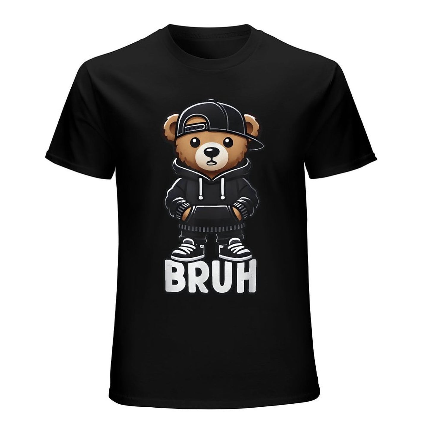 Inkmay Casual Cotton T-shirt Bruh Bear Wears Black Hoodie Unisex T-shirtChill BasicSeries T-Shirt