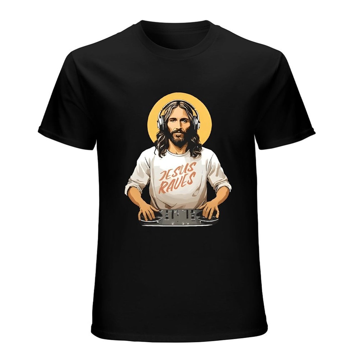 Inkmay Casual Cotton T-shirt Jesus Wears Headphones And Tshirt Unisex T-shirtSport Modern T-Shirt