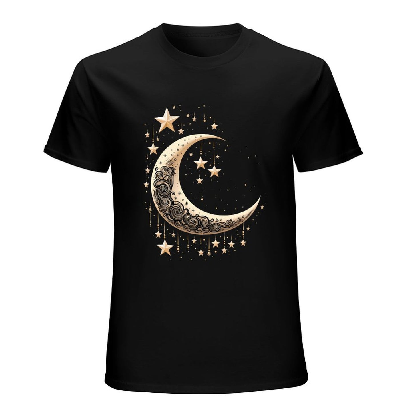 Inkmay Casual Cotton T-shirt Elegant Crescent Moon With Stars Design Unisex T-shirtCasual ActiveStyle T-Shirt