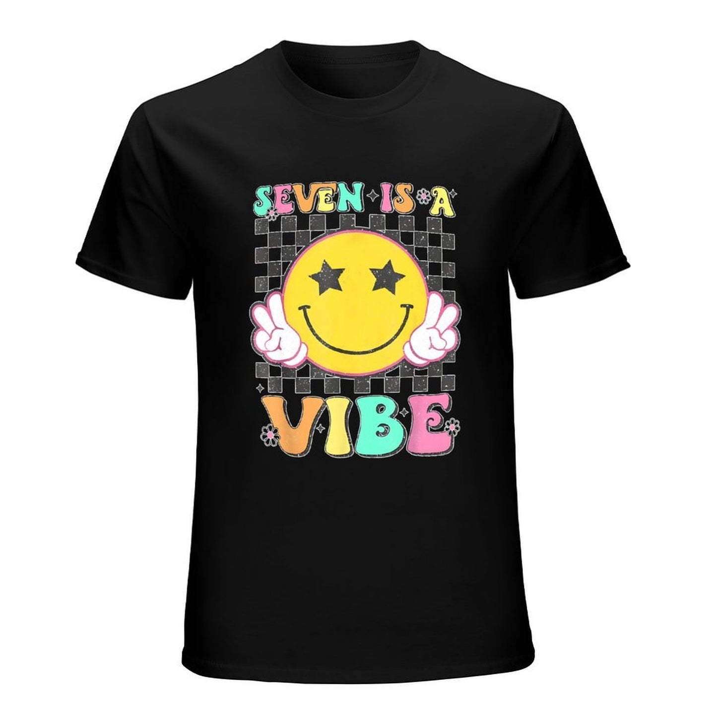 Inkmay Casual Cotton T-shirt Seven Is A Vibe Pattern Print Unisex T-shirtRegular Crewneck T-Shirt