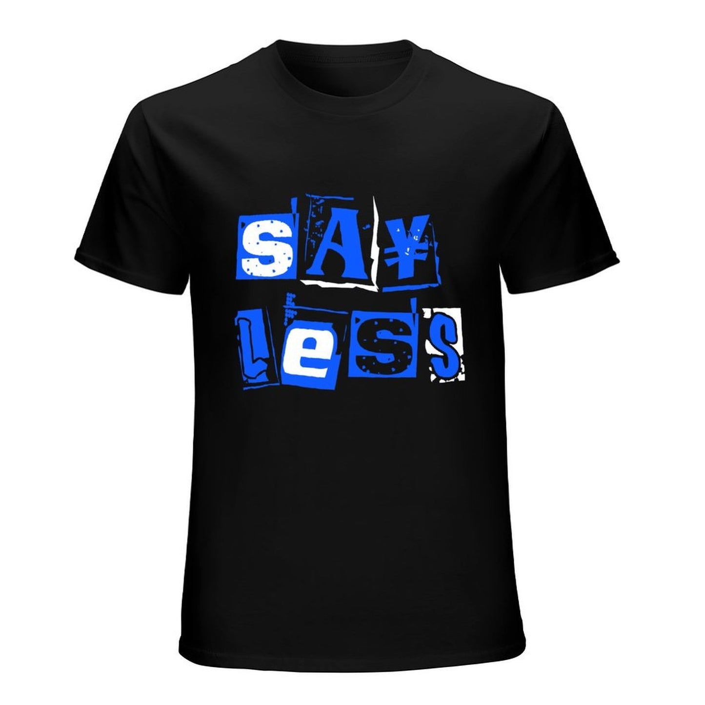 Inkmay Casual Cotton T-shirt Blue Background With White Lettering Design Unisex T-shirt