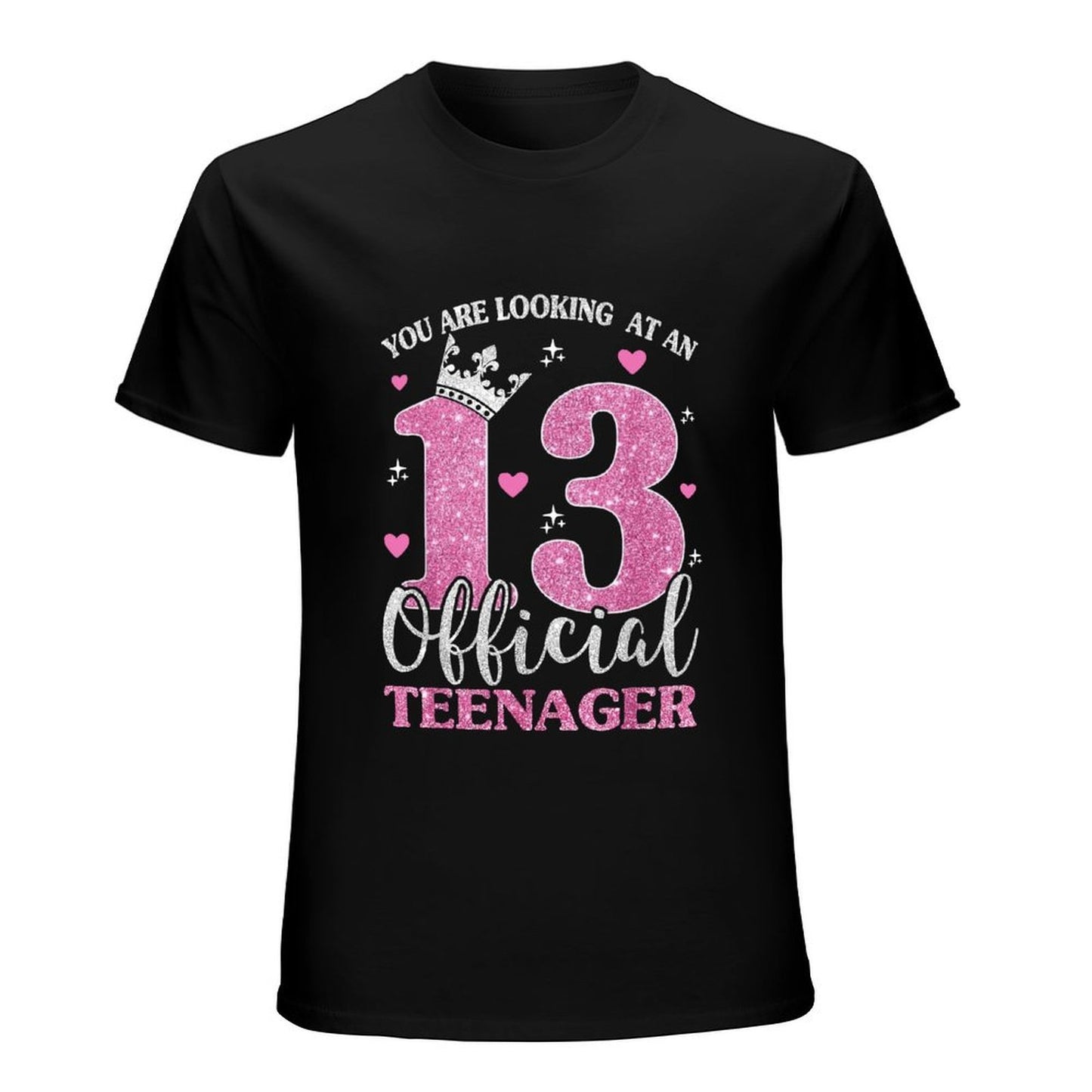 Inkmay Casual Cotton T-shirt Official Teenager Pink Glitter Crown Design Unisex T-shirtOn-Demand Timeless T-Shirt