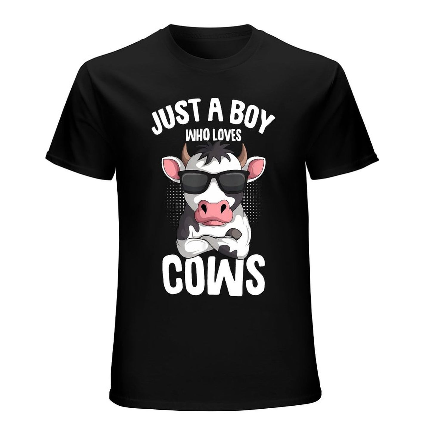 Inkmay Casual Cotton T-shirt Cool Cow Wearing Sunglasses Art Print Unisex T-shirtLooseFit YearRound T-Shirt