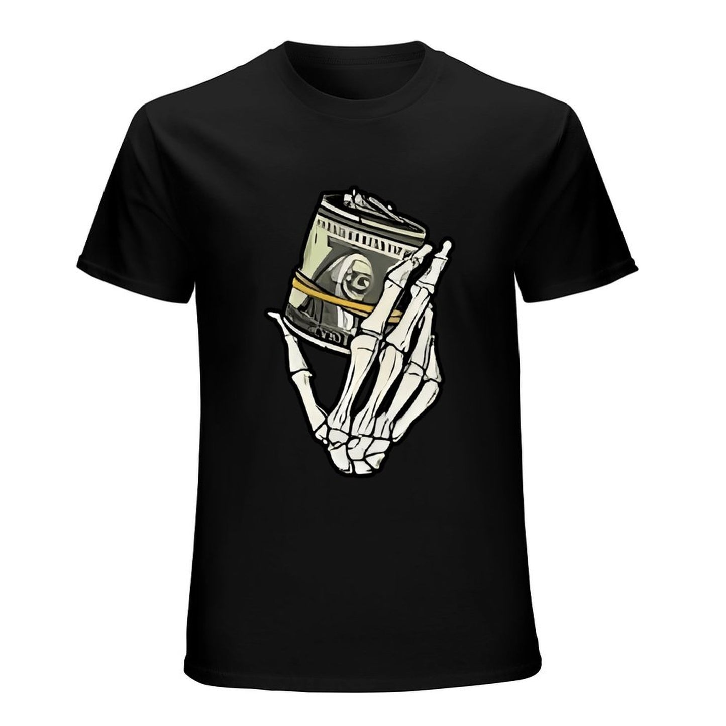 Inkmay Casual Cotton T-shirt Skeleton Hand Holding Film Roll Art Unisex T-shirtChill Colorfast T-Shirt