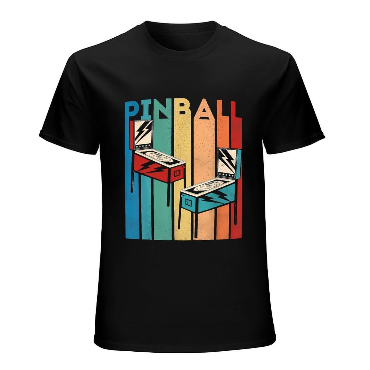 Inkmay Casual Cotton T-shirt Pinball Machines On Colorful Background Unisex T-shirtSolid On-Demand T-Shirt