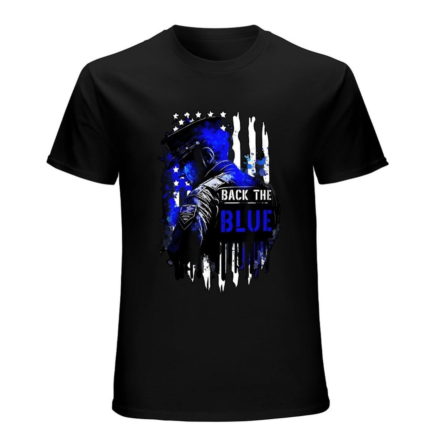 Inkmay Casual Cotton T-shirt Back The Blue Police Support Design Unisex T-shirtEverydaySeries RelaxFit T-Shirt