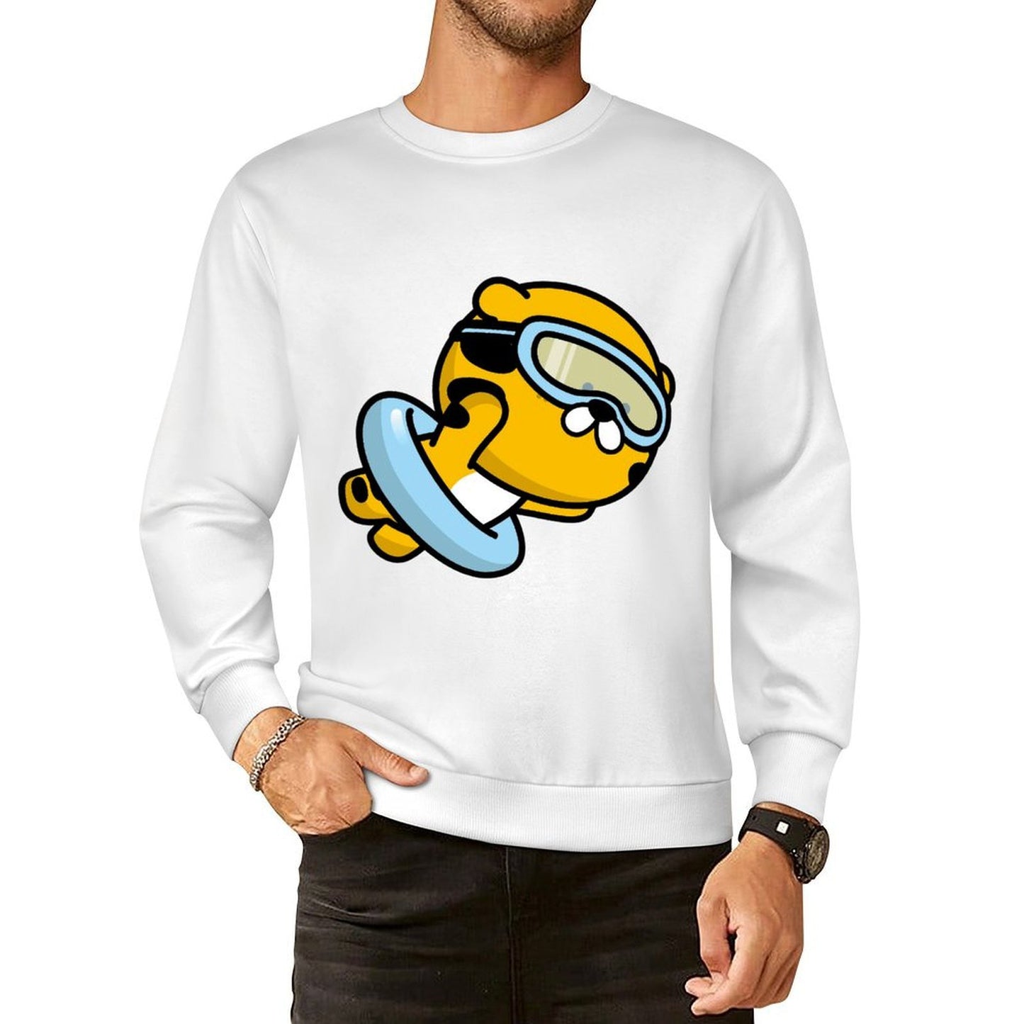 Front Patterned Long Sleeve TopClassicLine Relaxed Fit