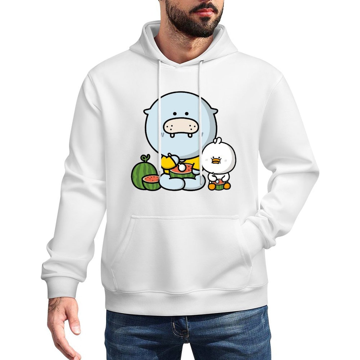 Relaxed Solid Front Graphic Hoodies