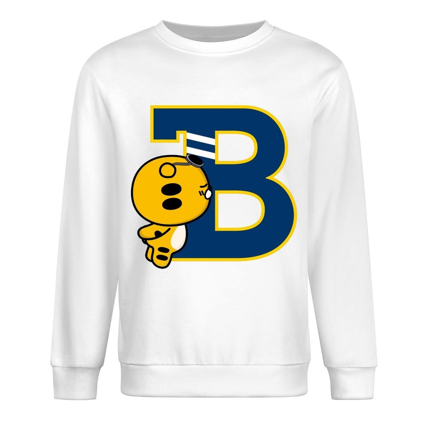 Front Patterned Long Sleeve TopOversized Double-Stitched