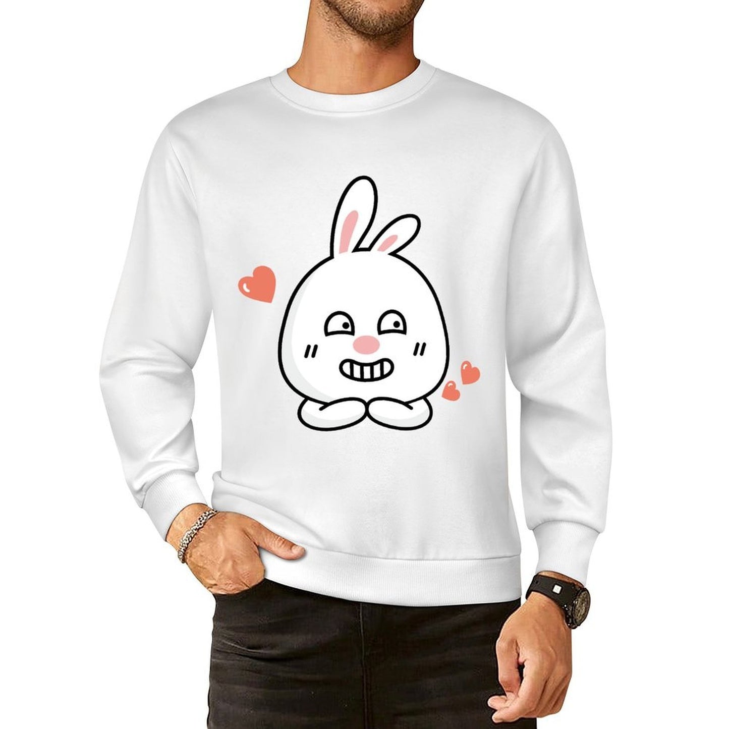 Front Patterned Long Sleeve TopMidweight Relaxed Fit