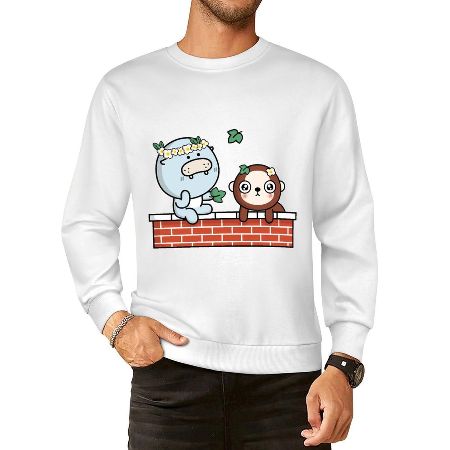 Front Patterned Long Sleeve TopSoftFeel Sharp